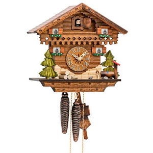 Kuckucksuhr "Schwarzwaldhäuschen" 17x27x27cm Wanduhr aus Holz Schwarzwalduhr - Bild 1 von 6