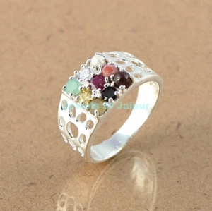 925 Sterling Silver Round Cut Multi Gemstone Anniversary Ring size US 4 to 8 - Picture 1 of 3