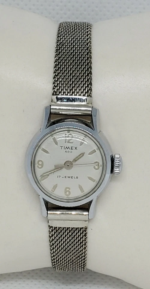 Reloj mecánico Timex 400 vintage para dama 17 joyas oro 12kt correa llena D7 Foto 1 de 4