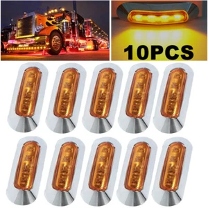 10x Ámbar 4 LED Luz Marcador Lateral Luz Camión Remolque Lámpara con Carcasa Cromada - Imagen 1 de 12