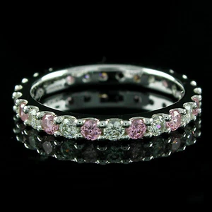 0,85 Kt Rosa Diamant Eternity Band Memoire Ring Verlobungsring Weißgold-Finish - Bild 1 von 5