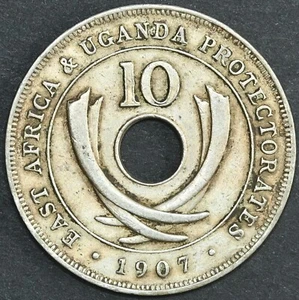 Protectorados de África Oriental y Uganda 1907 Diez Centavos Rey Eduardo VII Cuproníquel - Imagen 1 de 2