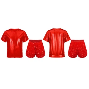 Kids Set Performance Sportswear Exercise Outfits Metallic Activewear Sequins - Picture 1 of 79