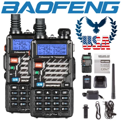 US 2x Baofeng UV-5R+ Doble Banda 2m/70cm VHF UHF FM Transceptor Radio Ham Bidireccional Foto 1 de 4