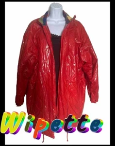 Womens Wipette M Red Vinyl Rain Coat Jacket Shiny - Picture 1 of 15