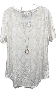 NUEVA 2.0 LuLaRoe Mediana Blanca y Bronceada Clara Piel de Serpiente Iris Camiseta Hermosa - Imagen 1 de 7