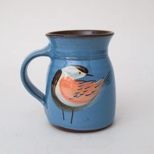 Jarra de cerámica de estudio - Pájaros decorativos azul casa de campo diseño rústico - Imagen 1 de 6