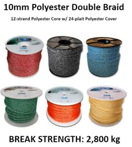 10mm Polyester Braid Dinghy Yacht Halyard Sheet Boat Sailing Rope **PER METRE** - Picture 1 of 6