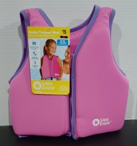 SAND DOLLAR-Swim Trainer Vest-Ages 2-4 -Max 50 Lbs. -NEW-Pink w/ Purple Trim - Picture 1 of 10