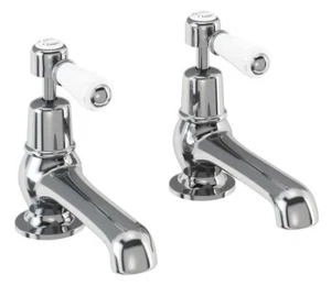 Grifos de pilar de lavabo de cuarto de vuelta cromados Burlington excluyendo manijas T6-QT nuevos - Imagen 1 de 9