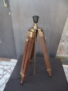 TRIPOD FLOOR LAMP STAND ANTIQUE WOOD ANTIQUE LAMP HOME AND DECOR FLOOR LAMP GIFT - Picture 1 of 6