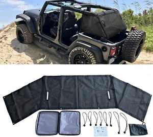 Sunshade Mesh Shade Top Cover For 2007-2017 Jeep Wrangler JK JKU 4 Door (Black) - Picture 1 of 10