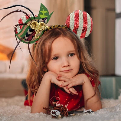 Diadema y plumas hojas estampado leopardo Minnie Mouse Jungle Cruise orejas a rayas Foto 1 de 4
