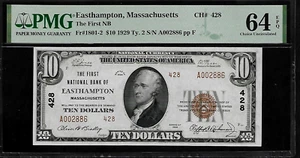 Easthampton, Massachusetts $10 1929 PMG 64 EPQ UNC The First NB Fr#1801-2 CH#428 - Picture 1 of 4