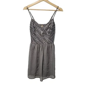 Hollister Women's Dress Color Gray Sz S  Embellished Sequined Spaghetti Strap - Picture 1 of 6