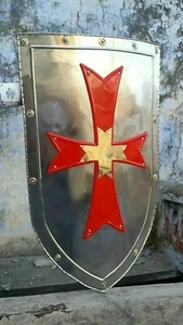 Knight Templar Red cross Medieval Shield Sca Larp Battle ready Armor Shield. - Picture 1 of 4