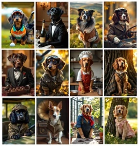 Dashing Dogs Greeting Cards Set of 12 – A5 – Labrador Spaniel Dachshund - Picture 1 of 13