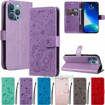 For iPhone 14 Pro Max 13 12 11 X XR SE 8 7 6s Embossed Wallet Leather Case Cover - Image 1 of 4
