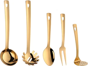 Kitchen Utensils Set 5 Pcs Cooking Utensils Stainless Steel 18/0 Kitchen Tool an - Picture 1 of 7