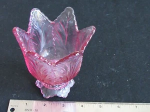 Fenton Tulip Cranberry Pink Glass Two Way Candle Holder - Picture 1 of 3