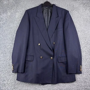 Vintage Christian Dior Jacket Mens 42R Navy Gold Buttons Blazer Double Breasted - Picture 1 of 15