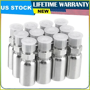 Pack de 12 I.D. de 3/8" Kits de montaje de crimpado de extremo de manguera hidráulica macho NPTF de 3/8" - Imagen 1 de 19