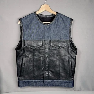Gilet Moto Espinoza’s Hybrid Pelle Denim Medium Made USA Trasporto Nascosto - Foto 1 di 24