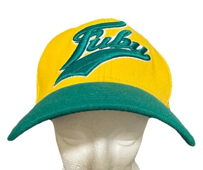 Vintage FUBU Flex Fitted Hat Yellow Green Logo Size L Made in Dominican Rep 2005 - Image 1 of 4