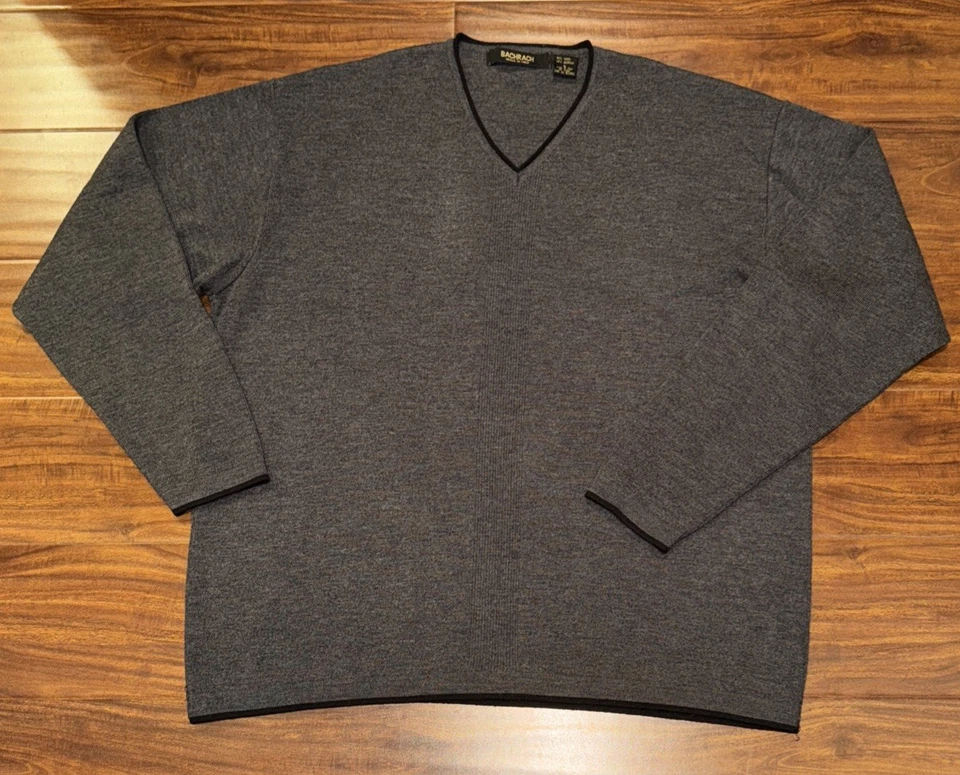 Bachrach 男式羊毛混纺灰色爷爷毛衣学院风意大利制造复古尺寸 L  — 第 1/4 张图片