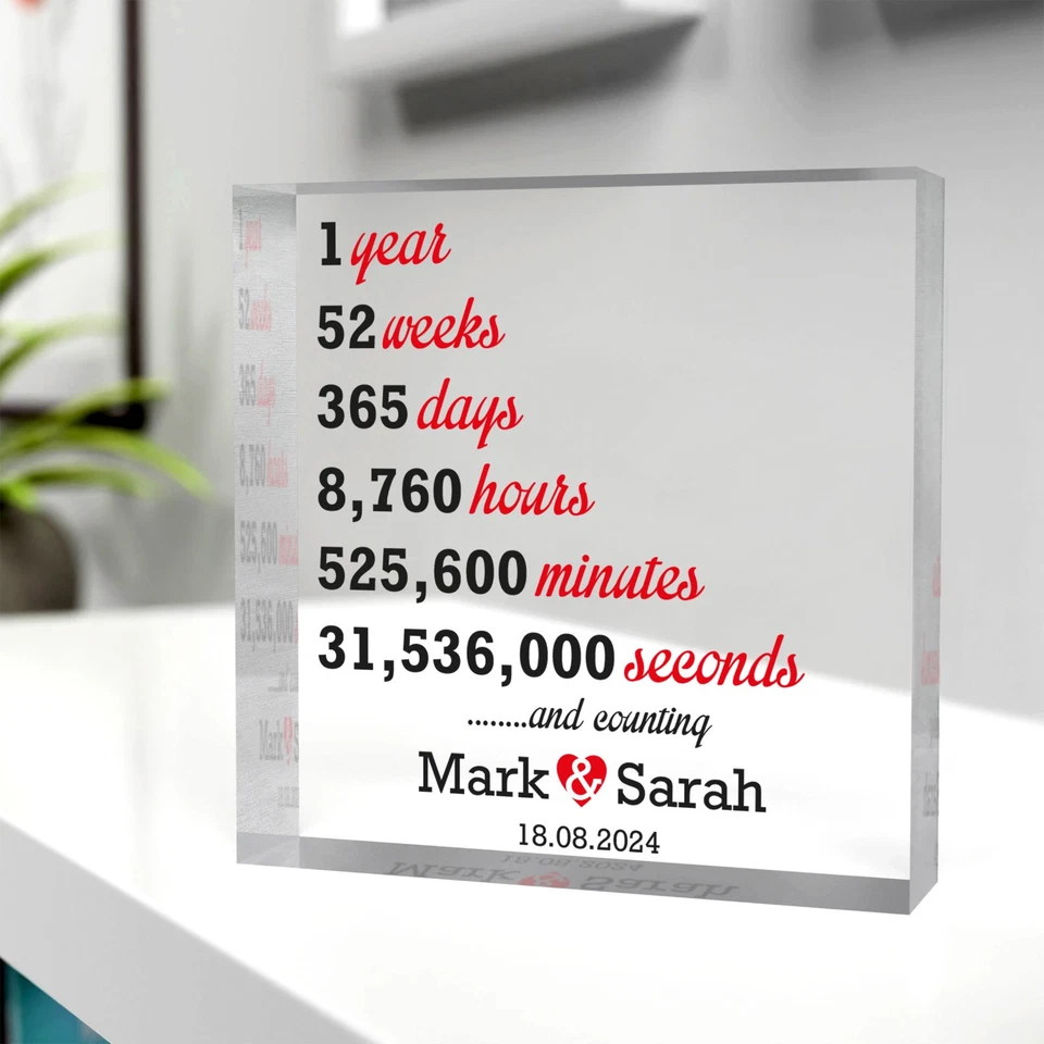BEECREATIVE GIFTS PERSONALISED 1st First Anniversary Gift Husband Wife 1 Year Together Boyfriend