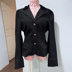 American Living Ralph Lauren Black Denim Tailored Blazer Jacket Office Casual M - Picture 1 of 8