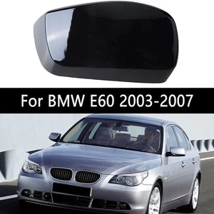 Left Driver Side Rear Mirror Cover Cap For BMW 5-Series E60 04-2007 Gloss Black - Picture 1 of 6