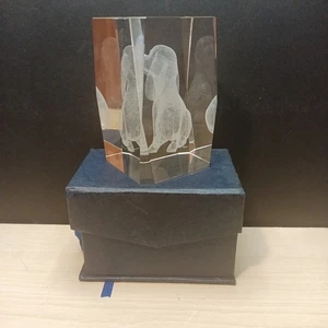 Kristallglas 3D Laser geätzt Hund Gesicht Würfel Briefbeschwerer 3" x2" x2" - Bild 1 von 7