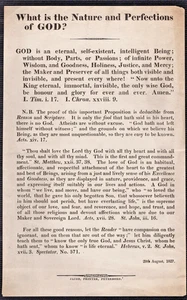 1827 Peterborough Religious Christian Broadside - Nature and Perfections of God - Imagen 1 de 1