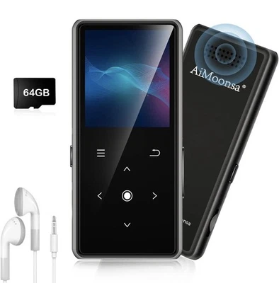 64GB MP3 Player with Bluetooth 5.2, AiMoonsa Music Player with Built-in HD - Image 1 of 4