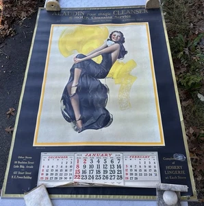 "Calendario Rolf Armstrong 1939 Pin-Up Girl Wake Up & Live 43,5"" Aladdin Boston MA" - Imagen 1 de 15