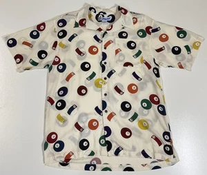 Vintage Utility Billiards Pool Ball Lounge Shirt Sz L Loop Collar Novelty Y2K - Picture 1 of 11
