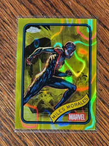 2025 Topps Chrome Marvel  Miles Morales Yellow Lava Refractor Pack Fresh Beauty - Picture 1 of 2