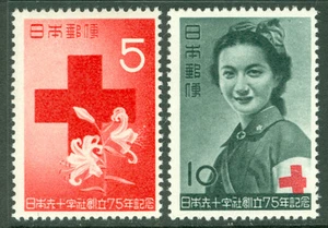 JAPAN 1952 Japanese RED CROSS 75h Anniversary set Sk# C227-228 mint MNH** - Picture 1 of 1
