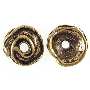 19 mm Wirbel Perlenkappen 3 mm Loch vergoldet #257 (2) griechischer Guss - Bild 1 von 1