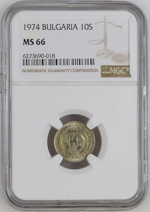 1974 Bulgaria 10 Stotinki - NGC MS 66 - Picture 1 of 4