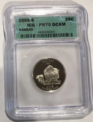 2005 S 25C Kansas State Quarter PR70DCAM ICG - Image 1 of 2