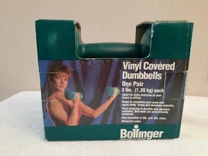 Vtg BOLLINGER VINYL COVERED DUMBBELLS - ONE PAIR - 3 LBS. EACH - Picture 1 of 3