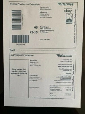 100 St. / Hermes Versandetiketten Online Frankierung Paketschein Aufkleber - Bild 1 von 2