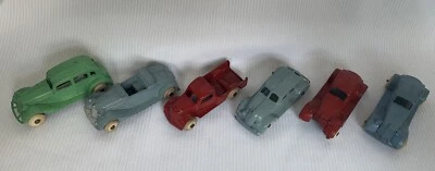 Lot Of  6 Vintage Metal Cars Diecast Tootsie Toy - Image 1 of 4