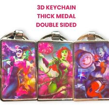 Harley Quinn Poison Ivy Joker 3D Lenticular Motion Keychain Holographic 3 In 1
