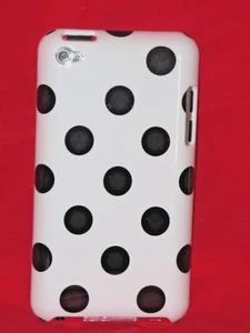 Für iPod Touch 4. 4. 4G Itouch Hülle weiß mit schwarzen Tupfen Hartschale - Bild 1 von 3