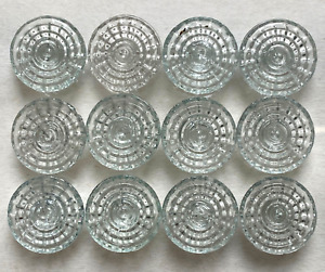 Lot de 12 boutons vintage 14 mm - Verre transparent