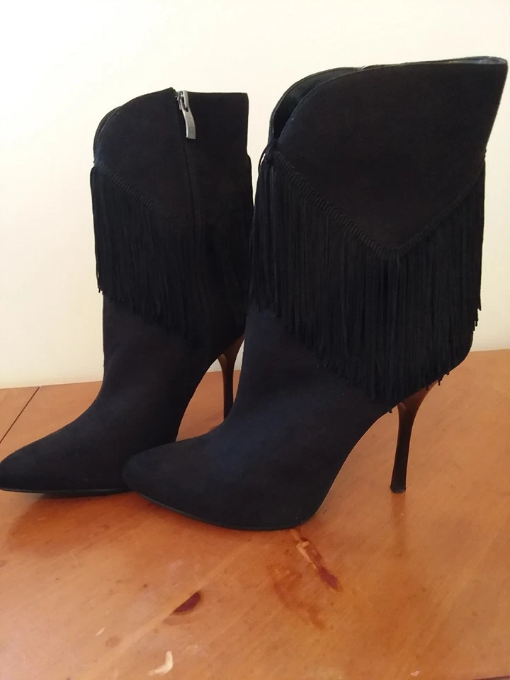 Nina New York Black Suede Stiletto Heels Boots  - Image 1 of 4