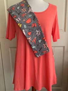 LuLaRoe Outfit Perfect T XS Solid Coral & OS Leggings BCA Breast Cancer HOPE - Picture 1 of 5